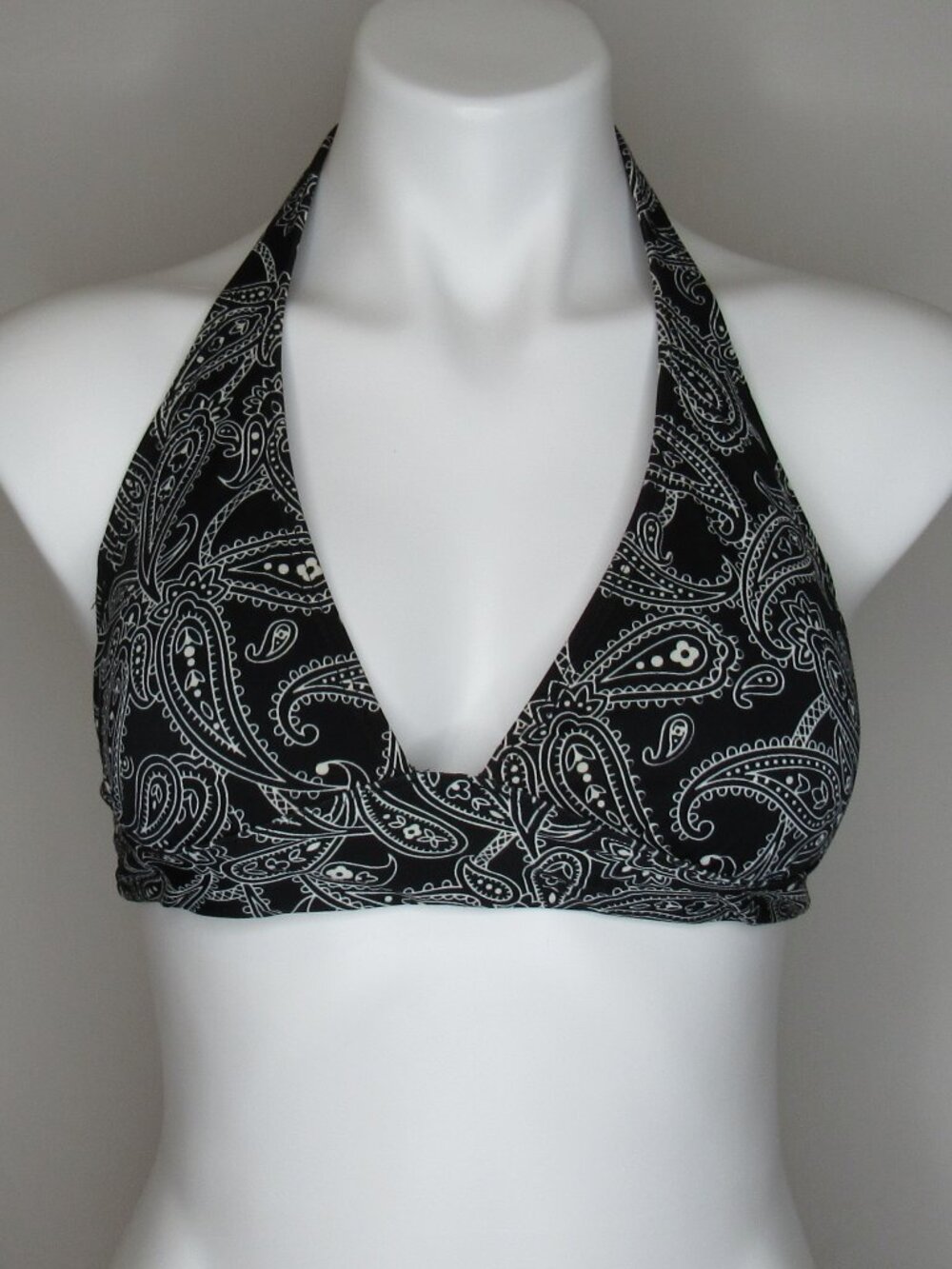 Victoria's Secret Black Paisley Halter Triangle Bikini Top Women's S Small